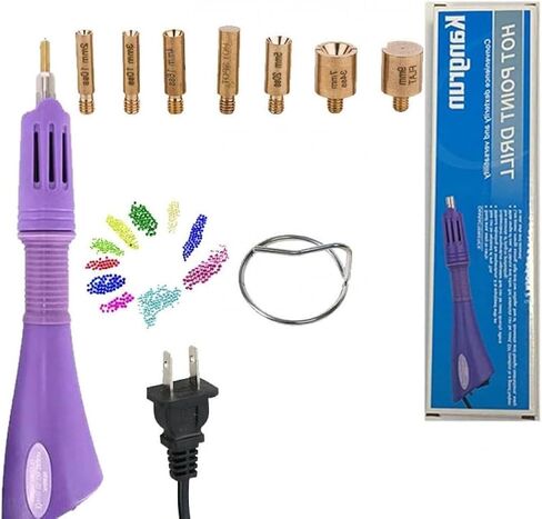 NANPONE Hotfix Applicator, 7 in 1 DIY Hot Fixed Wand Bedazzler Kit, Rhinestones Setter Wand Tool with 7 Different Tip Sizes,Crystal Gem Heat-fix Tool with Support Stand (Pink) in Saudi Arabia