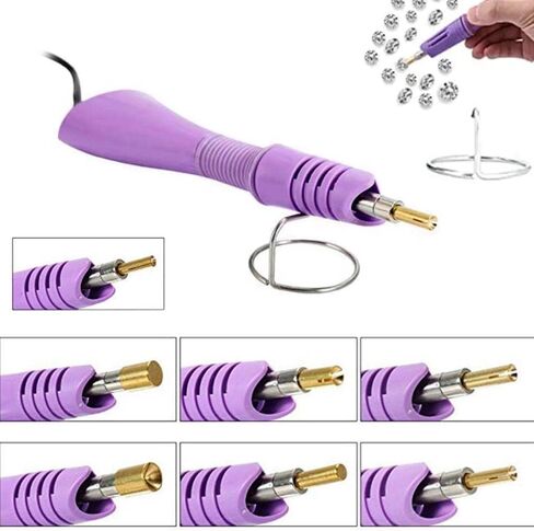 NANPONE Hotfix Applicator, 7 in 1 DIY Hot Fixed Wand Bedazzler Kit, Rhinestones Setter Wand Tool with 7 Different Tip Sizes,Crystal Gem Heat-fix Tool with Support Stand (Pink) in Saudi Arabia