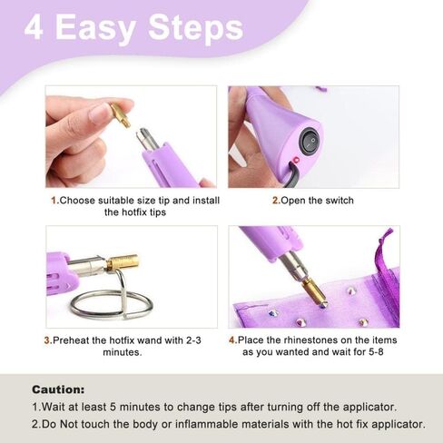 NANPONE Hotfix Applicator, 7 in 1 DIY Hot Fixed Wand Bedazzler Kit, Rhinestones Setter Wand Tool with 7 Different Tip Sizes,Crystal Gem Heat-fix Tool with Support Stand (Pink) in Saudi Arabia