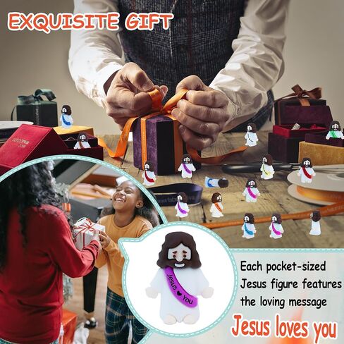50 Pcs Little Jesus Figures– Rubber Mini Jesus Figurines in Bulk Christian Doll Tiny Baby Jesus Loves You Figures for Hide and Seek Easter Egg Fillers Egg Hunt Religious Party Favors (Mix Color 10) in Kuwait