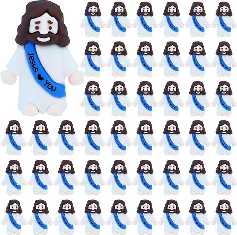 ilhsty 50 pcs شخصيات يسوع الصغيرة - مطاط صغير يسوع ألعاب يسوع يحبك من أجل حشو بيض عيد الفصح صيد البيض الحزب الديني هدايا الاختباء والبحث عن هدايا المعمودية الأحد (مزيج اللون 10) in Kuwait