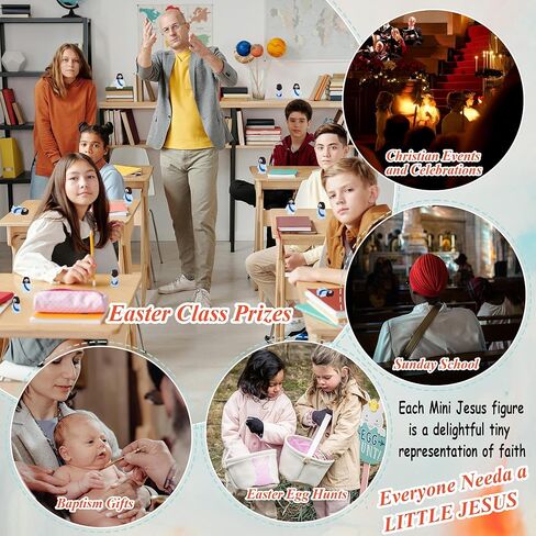 ilhsty 50 pcs شخصيات يسوع الصغيرة - مطاط صغير يسوع ألعاب يسوع يحبك من أجل حشو بيض عيد الفصح صيد البيض الحزب الديني هدايا الاختباء والبحث عن هدايا المعمودية الأحد (مزيج اللون 10) in Kuwait