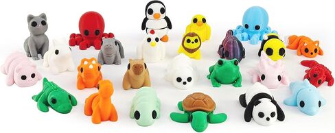 25 pcs Mini 3D Printed Animal Figurines Set, Articulated, Flexible, and Exquisitely Cute Party Favors, Birthday Goodie Bag Fillers, for Play and Display, Gift for her him, for Boys and Gilrs in Kuwait