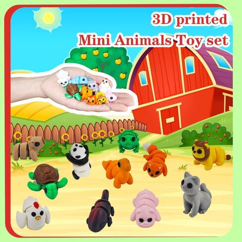 25 pcs Mini 3D Printed Animal Figurines Set, Articulated, Flexible, and Exquisitely Cute Party Favors, Birthday Goodie Bag Fillers, for Play and Display, Gift for her him, for Boys and Gilrs in Kuwait