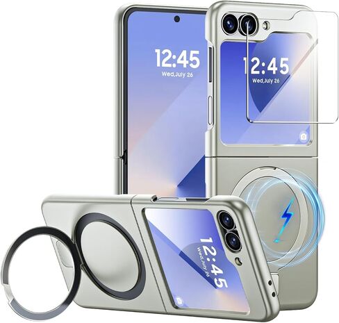 for Samsung Galaxy Z Flip 6 Case with Magnetic Power and Kickstand and Screen Protection, Flip z 6 Slim HD Case Ultra-Thin Anti-Scratch Shockproof Case, Support Wireless Charging, Mint Green in Saudi Arabia