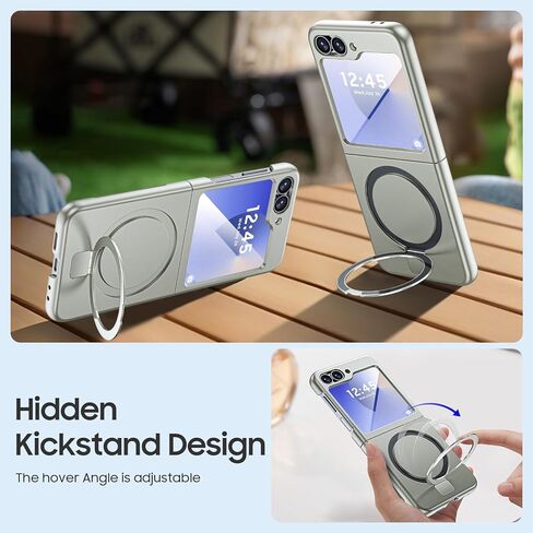 for Samsung Galaxy Z Flip 6 Case with Magnetic Power and Kickstand and Screen Protection, Flip z 6 Slim HD Case Ultra-Thin Anti-Scratch Shockproof Case, Support Wireless Charging, Mint Green in Saudi Arabia