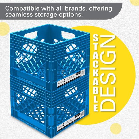 Authentic Milk Crate, 4 Pack - Heavy-Duty Storage Crate, Easy-Grip Handles, Versatile Storage Crate Box, 13" L x 13" W x 11" H, Black, Medium in Saudi Arabia