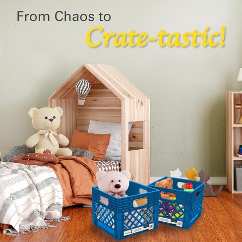Authentic Milk Crate, 4 Pack - Heavy-Duty Storage Crate, Easy-Grip Handles, Versatile Storage Crate Box, 13" L x 13" W x 11" H, Black, Medium in Saudi Arabia