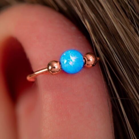 Rose Gold Helix Ring 20 Gauge White Opal - 14K Rose Gold Loving Charilage Hoop Sporting Sporring 8mm in Kuwait