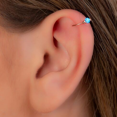 Rose Gold Helix Ring 20 Gauge White Opal - 14K Rose Gold Loving Charilage Hoop Sporting Sporring 8mm in Kuwait