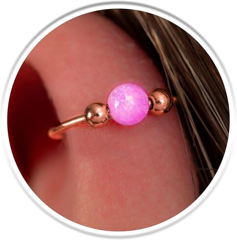 Rose Gold Helix Ring 20 Gauge White Opal - 14K Rose Gold Loving Charilage Hoop Sporting Sporring 8mm in Kuwait