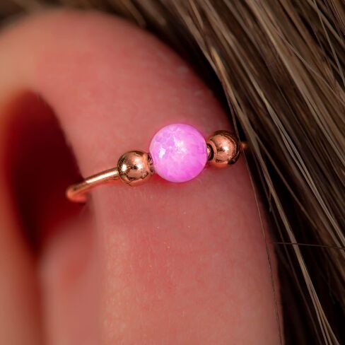 Rose Gold Helix Ring 20 Gauge White Opal - 14K Rose Gold Loving Charilage Hoop Sporting Sporring 8mm in Kuwait