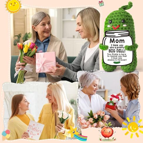 هدية يوم الأم لأمي من الابنة أو الابن - مضحكة كروشيه Pickle Plush مع بطاقة القلب ، الحاضر المصنوع يدويًا ، حشو تخزين فريد من نوعه ، أفضل أمي على الإطلاق in Kuwait