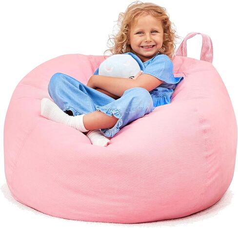 Huddle Original Stuffed Animal Bean Bag Storage Extra Large Designer Beanbag Chairs for Kids Teens & Adults | Instant Clutter Clear for Stylish Moms - Stuffed Animal Storage Bean Bag Pink Unicorn in Saudi Arabia