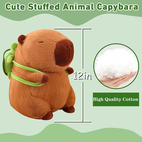 Cute Capybara Plush Kawaii Capybara Stuffed Animal with Turtle Backpack Capybara Plush Toy Capybara Doll Pillow Valentines Birthday Gift for Kids Boys Girls Adult 12 inch in Kuwait