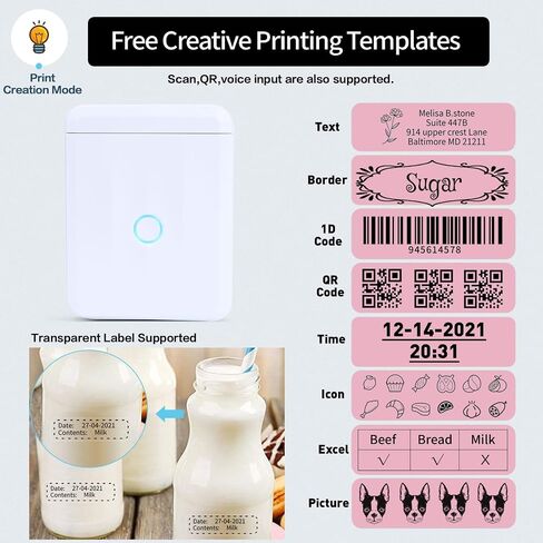 D110-M Label Maker Sticker Machine-Thermal Label Printer Inkless Portable Bluetooth Label Sticker Maker, Mini Bulk Printer for Business Home Office Compatible iOS Android USB Rechargeable-Green in Saudi Arabia