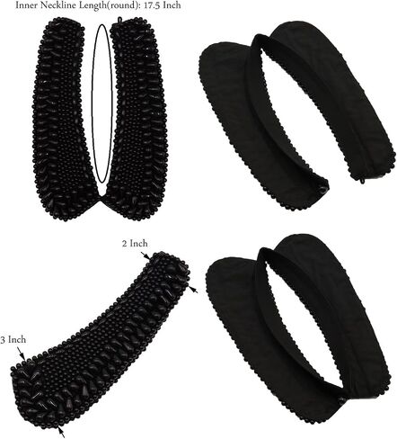Pearl Collar Necklace for Women, Detachable Chunky False Collar Necklace Fake Collar Beaded Bib Statement Choker Clothing Accessory (Black) in Saudi Arabia