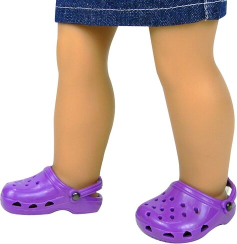 Sophia's 18" Doll Set of Two Comfy Polliwog Garden Clog Shoes in Teal and Purple in Saudi Arabia