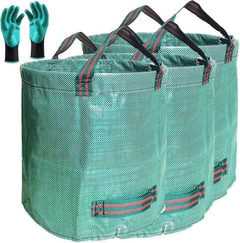Standard 2-Pack 16 Gallon Yard Lawn Garden Bags (D18, H15 inch) with Gardening Gloves, Yard Waste Bags,Garden Debris Bag,Camping Trash Bags,Recycling Bag,Laundry Bag,Lawn Weeds Bag,Leaf Bags 4 handles in Kuwait