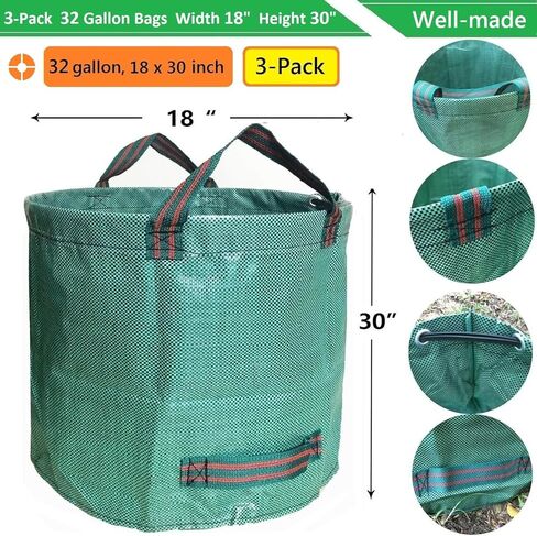 Standard 2-Pack 16 Gallon Yard Lawn Garden Bags (D18, H15 inch) with Gardening Gloves, Yard Waste Bags,Garden Debris Bag,Camping Trash Bags,Recycling Bag,Laundry Bag,Lawn Weeds Bag,Leaf Bags 4 handles in Kuwait