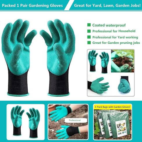 Standard 2-Pack 16 Gallon Yard Lawn Garden Bags (D18, H15 inch) with Gardening Gloves, Yard Waste Bags,Garden Debris Bag,Camping Trash Bags,Recycling Bag,Laundry Bag,Lawn Weeds Bag,Leaf Bags 4 handles in Kuwait