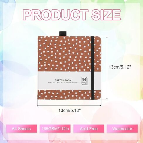 PATIKIL 5.1x5.1 Watercolor Sketchbook, 64 Sheet 165GSM/112lb Watercolor Paper Sketchbooks Acid Free Watercolor Journal Hardcover Artists Paper Pads with Pen Holder, Red in Saudi Arabia