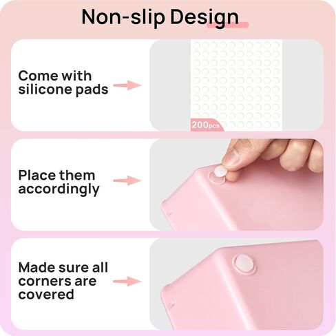 Vtopmart 44 PCS Clear Plastic Drawer Organizers Set, 4-Size Versatile Bathroom and Vanity Organizer Trays, Non-Slip Storage Containers for Makeup, Jewelries, Bedroom，Kitchen Utensils and Office in Kuwait