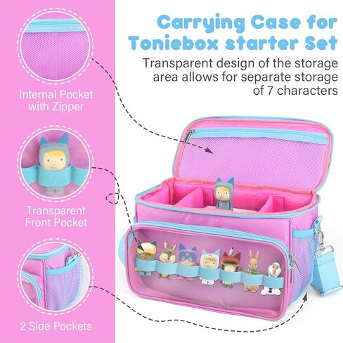 Sun3drucker Carrying Case for Toniebox Starter Set and Tonie Figures, Carrying Travel Bag for Toniebox 2 Accessories,Headphones and Charging Station, Portable Storage Bag (Blue) in Saudi Arabia