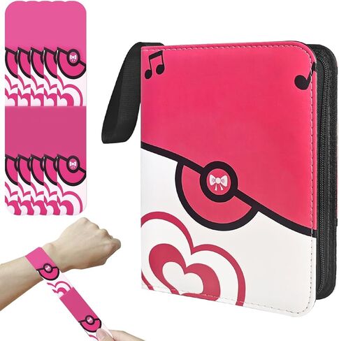 Collectible Trading Card Albums,4 Pocket Card Binder, 400 Double Sided Pocket PU Premium Zip Trading Collection Binderwith 50 Removable Sleeves for TCG, Sports Card. (pinkcolor) in Saudi Arabia
