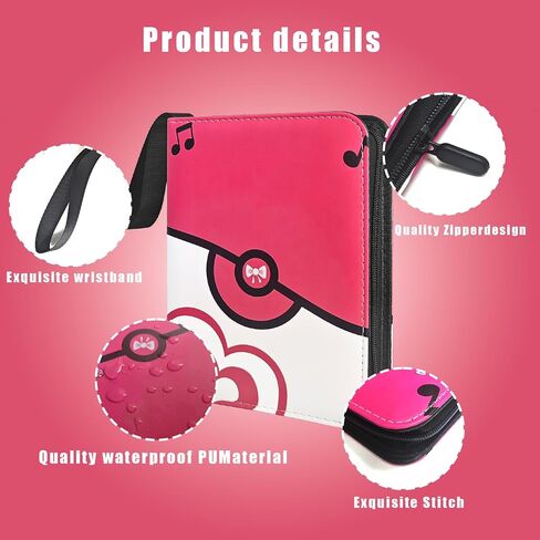 Collectible Trading Card Albums,4 Pocket Card Binder, 400 Double Sided Pocket PU Premium Zip Trading Collection Binderwith 50 Removable Sleeves for TCG, Sports Card. (pinkcolor) in Saudi Arabia
