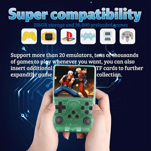 R40S Pro+ Handheld Game Console, 30000 in 1 Games Mini Retro Video Console, 3.5-Inch IPS Screen,256GB TF Memory Memory,Built in 45+ Emulators,3800mAh Battery (Transparent Black 256G) in Saudi Arabia