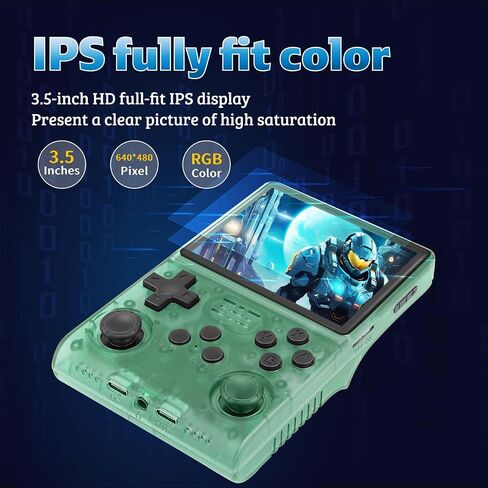 R40S Pro+ Handheld Game Console, 30000 in 1 Games Mini Retro Video Console, 3.5-Inch IPS Screen,256GB TF Memory Memory,Built in 45+ Emulators,3800mAh Battery (Transparent Black 256G) in Saudi Arabia