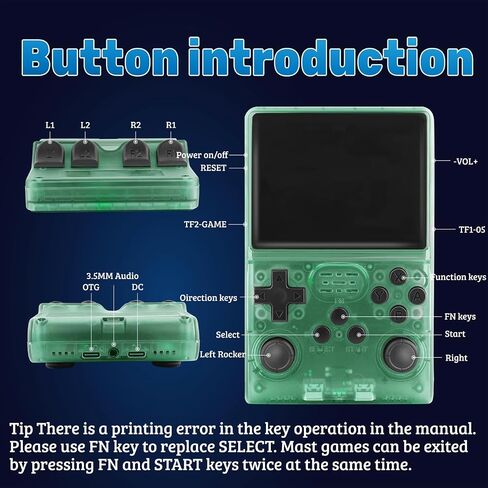 R40S Pro+ Handheld Game Console, 30000 in 1 Games Mini Retro Video Console, 3.5-Inch IPS Screen,256GB TF Memory Memory,Built in 45+ Emulators,3800mAh Battery (Transparent Black 256G) in Saudi Arabia