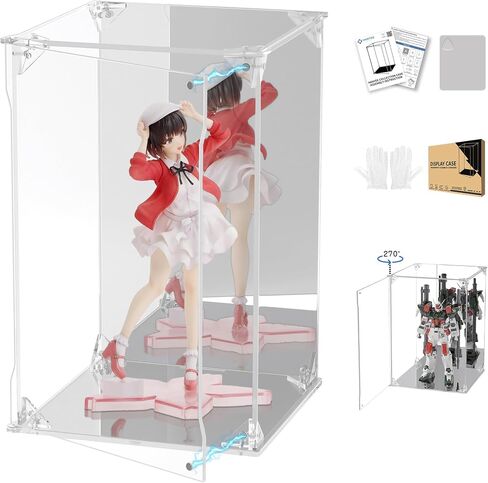 Clear Acrylic Display Dase with Back and Base ، مربع أكريليك محمي بأشعة فوق البنفسجية مع باب مغناطيسي ، عرض مربع عرض الغبار للمقتنيات ، الأشكال ، النماذج ، الألعاب (6x6x10inch) in Saudi Arabia