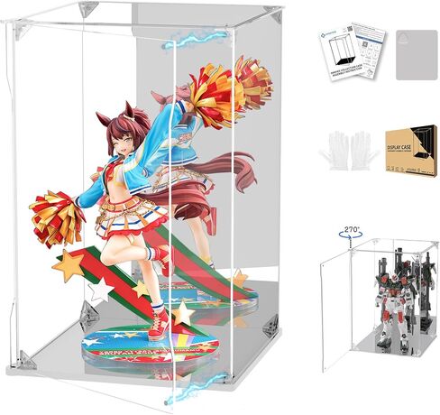 Clear Acrylic Display Dase with Back and Base ، مربع أكريليك محمي بأشعة فوق البنفسجية مع باب مغناطيسي ، عرض مربع عرض الغبار للمقتنيات ، الأشكال ، النماذج ، الألعاب (6x6x10inch) in Saudi Arabia