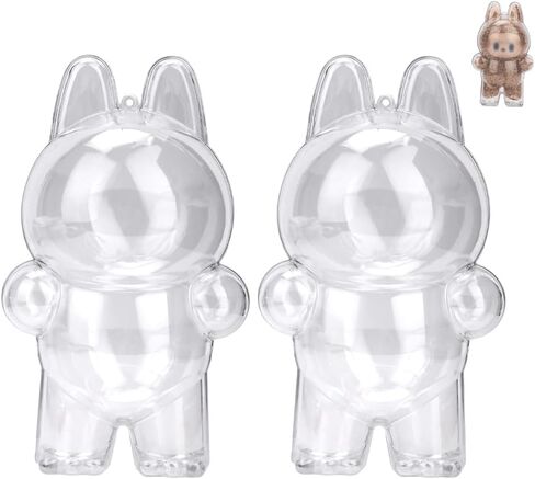 2pcs Clear Figure Display Case with Keychain,Plastic Protective Cover for Blind Box Figures,Portable Dustproof Mini Doll Storage Bag,Blind Box Display Pouch for Fans and Collectors (Standing) in Saudi Arabia