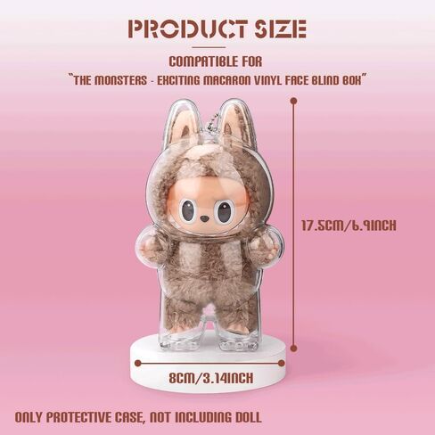 2pcs Clear Figure Display Case with Keychain,Plastic Protective Cover for Blind Box Figures,Portable Dustproof Mini Doll Storage Bag,Blind Box Display Pouch for Fans and Collectors (Standing) in Saudi Arabia