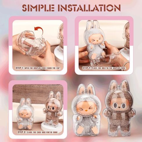 2pcs Clear Figure Display Case with Keychain,Plastic Protective Cover for Blind Box Figures,Portable Dustproof Mini Doll Storage Bag,Blind Box Display Pouch for Fans and Collectors (Standing) in Saudi Arabia