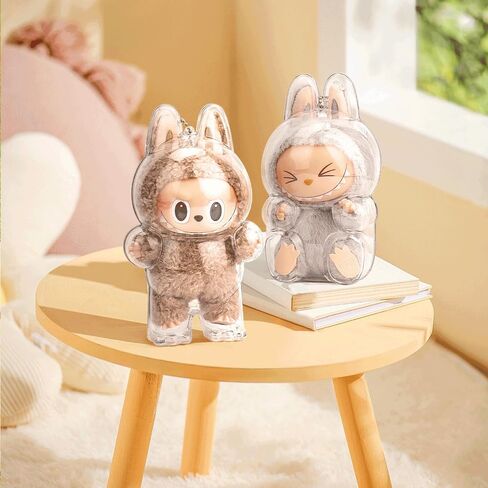 2pcs Clear Figure Display Case with Keychain,Plastic Protective Cover for Blind Box Figures,Portable Dustproof Mini Doll Storage Bag,Blind Box Display Pouch for Fans and Collectors (Standing) in Saudi Arabia