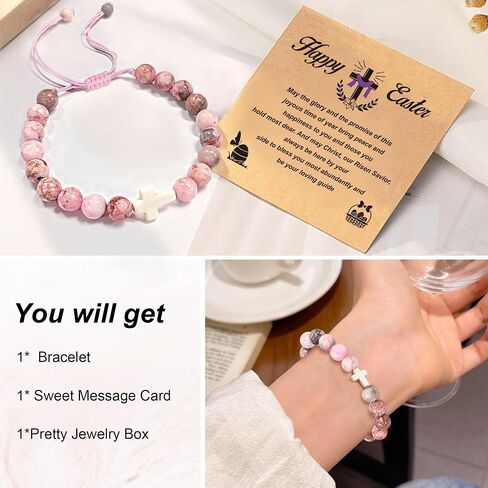Girls Easter Basket Stuffers For Teens Girls christian easter gifts for kids teens birthday gifts for women Beaded Bracelets For Women First Communion Gifts For Girls Cross Bracelet For Women 6 7 8 9 10 11 12 13 14 1516 years old girl gifts Confirmation G in Saudi Arabia
