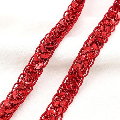 Sequin Braid Cord Trim, 0.4 Inch Glitter Laser Sequin Strip, Sewing Sequin Ribbon for DIY Crafts Party Decorations, 13 Yards, Black in Kuwait