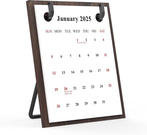 2025 2006 Retro Desktop Calendar Tabletop Decoration Calendar Beech Wood Calendar with Iron Brackets Suitable for Office Business Home (Beech Wood) in Saudi Arabia