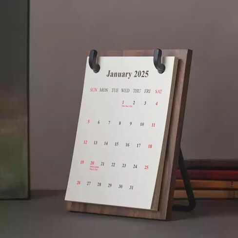 2025 2006 Retro Desktop Calendar Tabletop Decoration Calendar Beech Wood Calendar with Iron Brackets Suitable for Office Business Home (Beech Wood) in Saudi Arabia