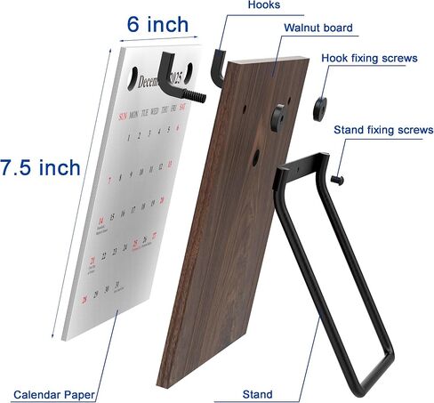2025 2006 Retro Desktop Calendar Tabletop Decoration Calendar Beech Wood Calendar with Iron Brackets Suitable for Office Business Home (Beech Wood) in Saudi Arabia
