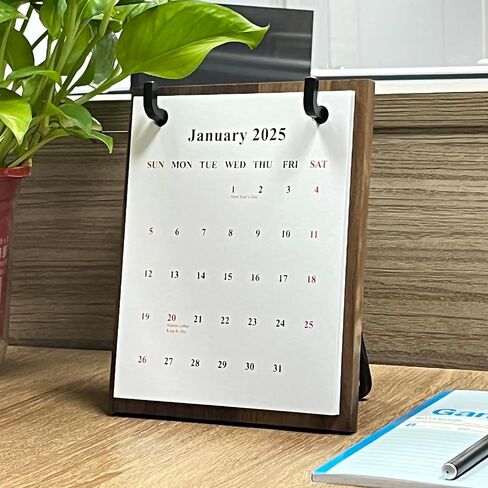 2025 2006 Retro Desktop Calendar Tabletop Decoration Calendar Beech Wood Calendar with Iron Brackets Suitable for Office Business Home (Beech Wood) in Saudi Arabia