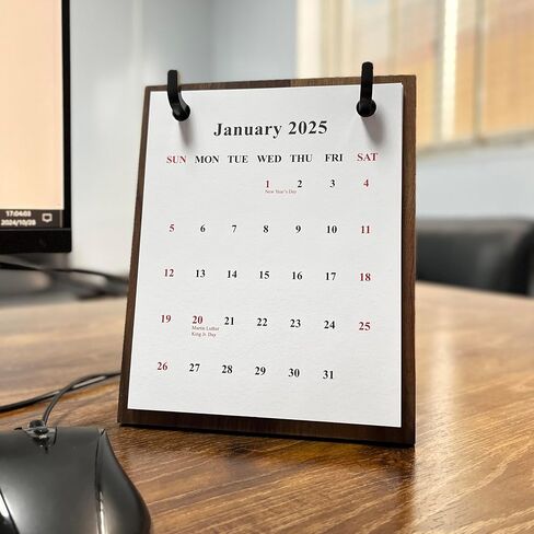 2025 2006 Retro Desktop Calendar Tabletop Decoration Calendar Beech Wood Calendar with Iron Brackets Suitable for Office Business Home (Beech Wood) in Saudi Arabia