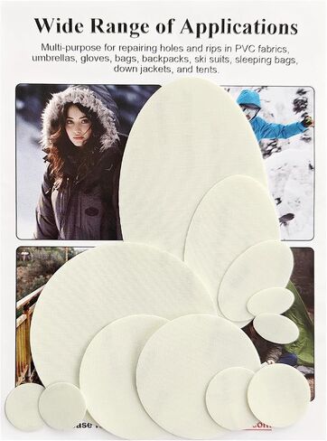 12Pcs Down Jacket Repair Patches, Waterproof Self-Adhesive, Pre-Cut, Tear-Resistant Rip-Stop Nylon Patches for Jackets, Puffer Jacket, Tents-Black in Saudi Arabia