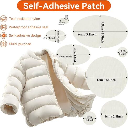 12Pcs Down Jacket Repair Patches, Waterproof Self-Adhesive, Pre-Cut, Tear-Resistant Rip-Stop Nylon Patches for Jackets, Puffer Jacket, Tents-Black in Saudi Arabia