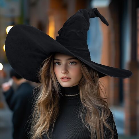 MCJC Witch Hat For Adult,Ruched Wide Brim,Halloween Masquerade Party Costume Accessory in Saudi Arabia