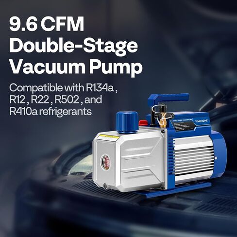 VIVOHOME 1.5 HP 14.4 CFM 2 Stage HVAC Vacuum Pump for R134a R12 R22 R502 R410a Systems, Auto AC Vacuum Pump for Automotive Air Conditioner Refrigeration Maintenance with 2 Oil Bottles in Saudi Arabia